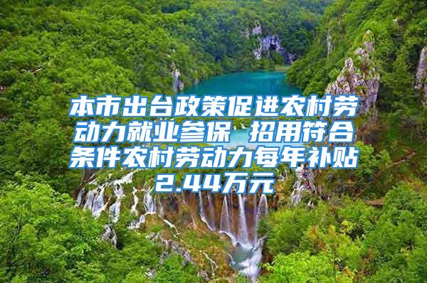 本市出臺政策促進農村勞動力就業(yè)參保 招用符合條件農村勞動力每年補貼2.44萬元