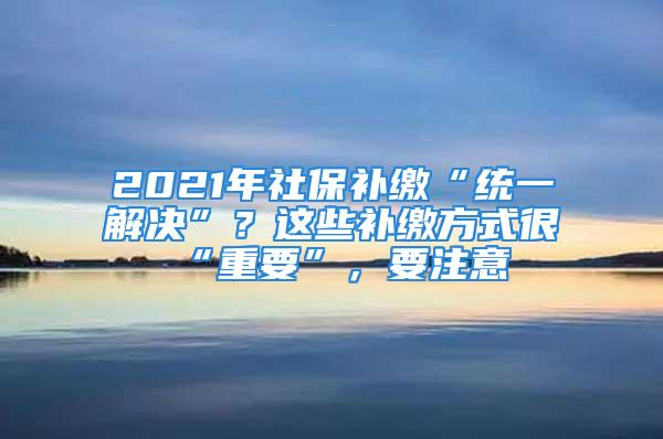 2021年社保補(bǔ)繳“統(tǒng)一解決”？這些補(bǔ)繳方式很“重要”，要注意