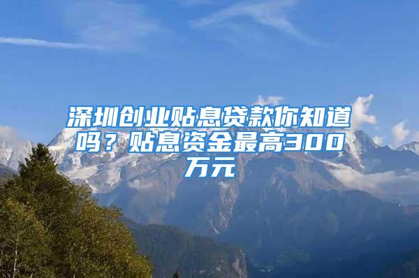 深圳創(chuàng)業(yè)貼息貸款你知道嗎？貼息資金最高300萬(wàn)元