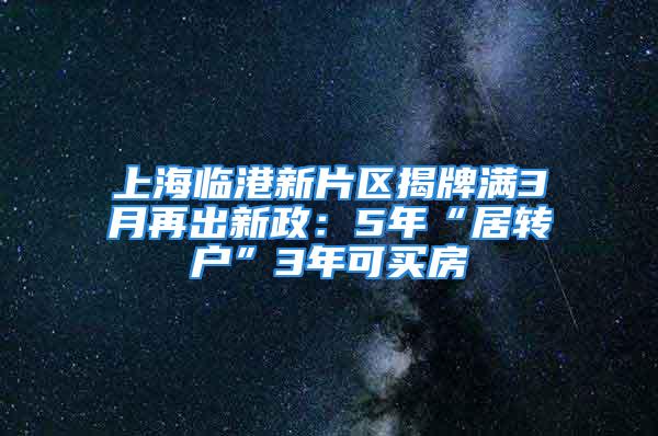 上海臨港新片區(qū)揭牌滿3月再出新政：5年“居轉(zhuǎn)戶”3年可買房