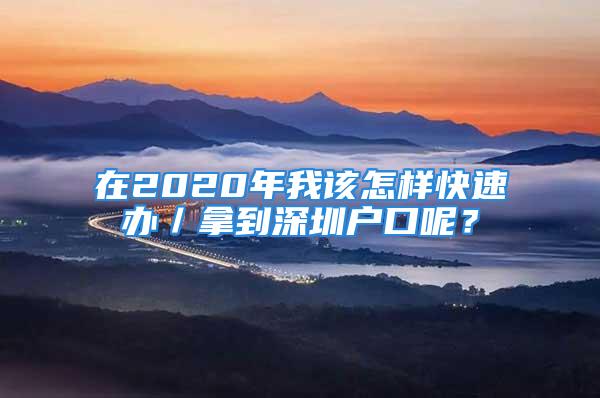 在2020年我該怎樣快速辦／拿到深圳戶口呢？