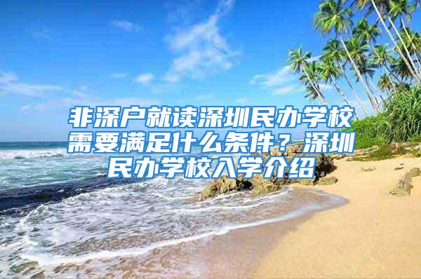 非深戶就讀深圳民辦學校需要滿足什么條件？深圳民辦學校入學介紹