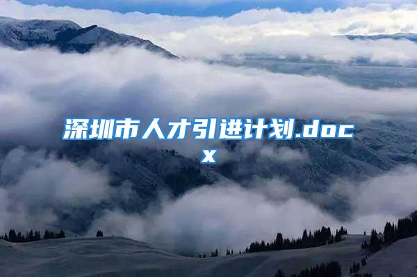 深圳市人才引進計劃.docx