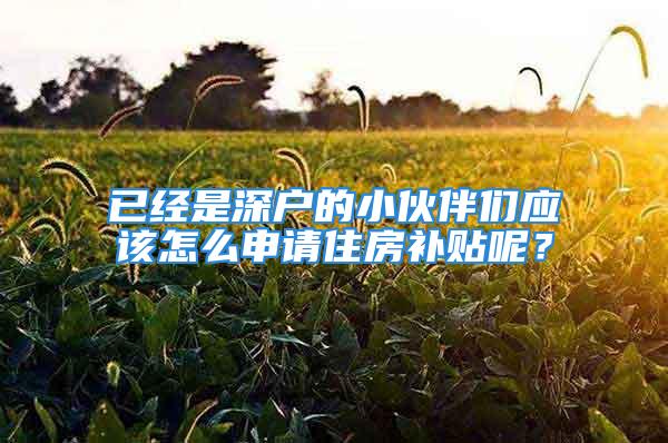 已經(jīng)是深戶的小伙伴們應(yīng)該怎么申請住房補貼呢？