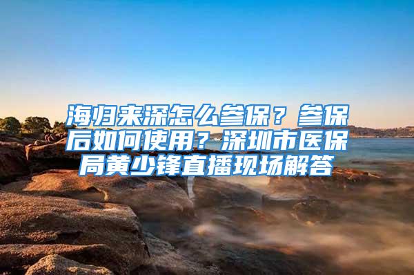 海歸來(lái)深怎么參保？參保后如何使用？深圳市醫(yī)保局黃少鋒直播現(xiàn)場(chǎng)解答