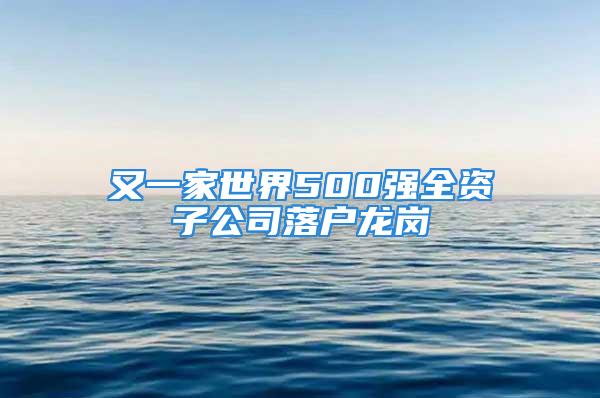 又一家世界500強全資子公司落戶龍崗