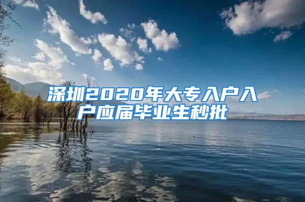 深圳2020年大專入戶入戶應(yīng)屆畢業(yè)生秒批