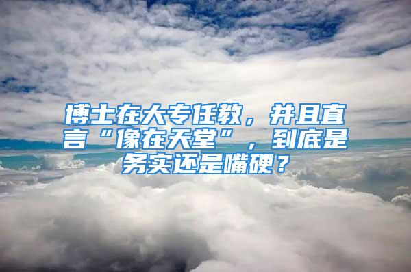 博士在大專任教，并且直言“像在天堂”，到底是務(wù)實(shí)還是嘴硬？