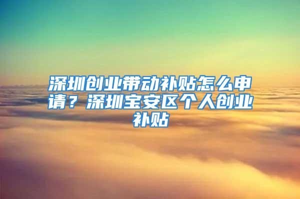 深圳創(chuàng)業(yè)帶動補(bǔ)貼怎么申請？深圳寶安區(qū)個人創(chuàng)業(yè)補(bǔ)貼