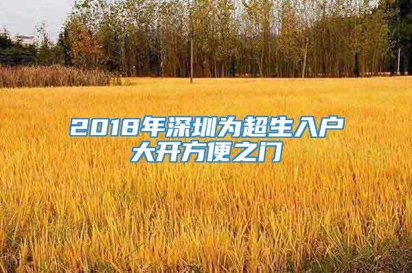 2018年深圳為超生入戶大開方便之門