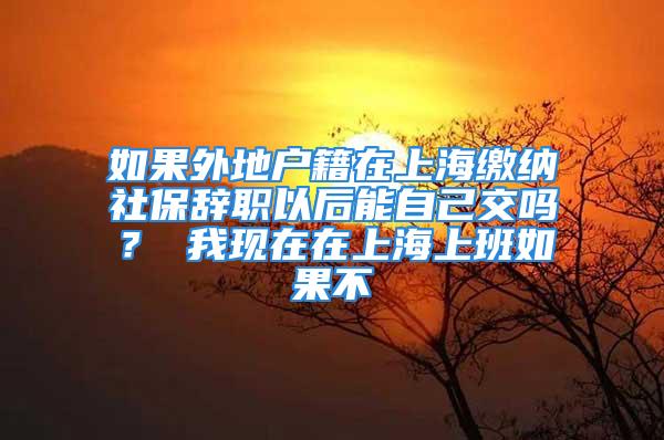 如果外地戶籍在上海繳納社保辭職以后能自己交嗎？ 我現(xiàn)在在上海上班如果不