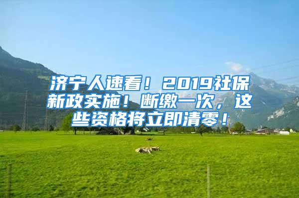 濟寧人速看！2019社保新政實施！斷繳一次，這些資格將立即清零！