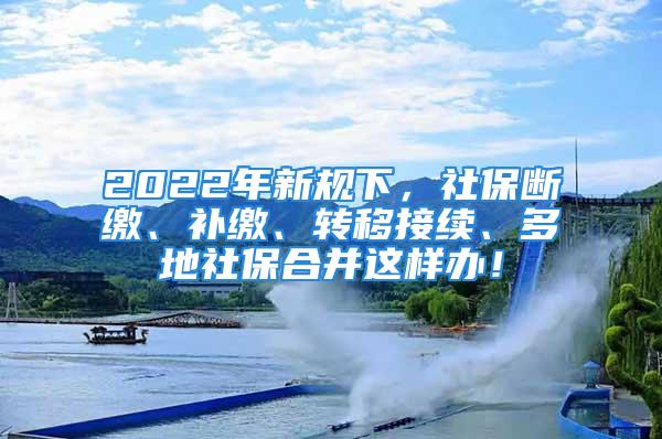 2022年新規(guī)下，社保斷繳、補(bǔ)繳、轉(zhuǎn)移接續(xù)、多地社保合并這樣辦！