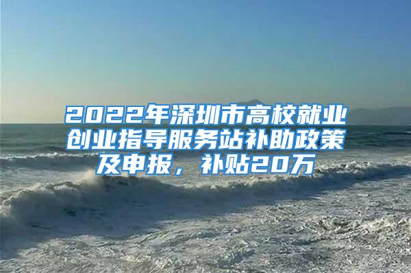 2022年深圳市高校就業(yè)創(chuàng)業(yè)指導服務站補助政策及申報，補貼20萬