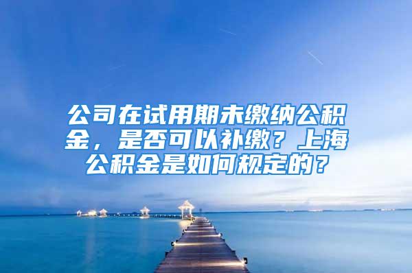 公司在試用期未繳納公積金，是否可以補(bǔ)繳？上海公積金是如何規(guī)定的？