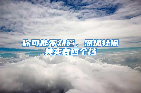 你可能不知道，深圳社保其實有四個檔