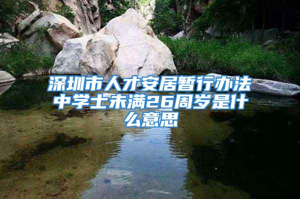 深圳市人才安居暫行辦法中學士未滿26周歲是什么意思