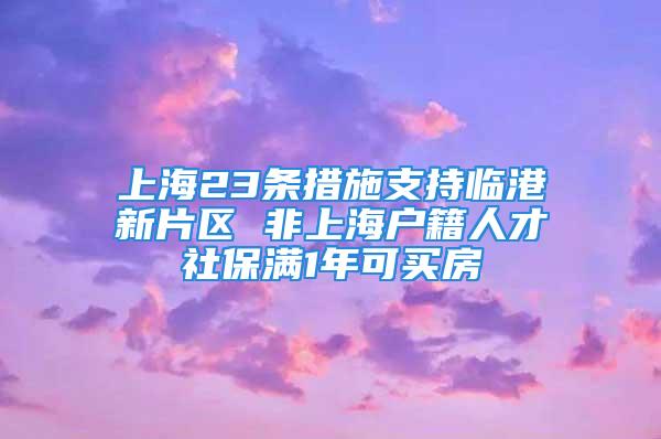 上海23條措施支持臨港新片區(qū) 非上海戶籍人才社保滿1年可買房