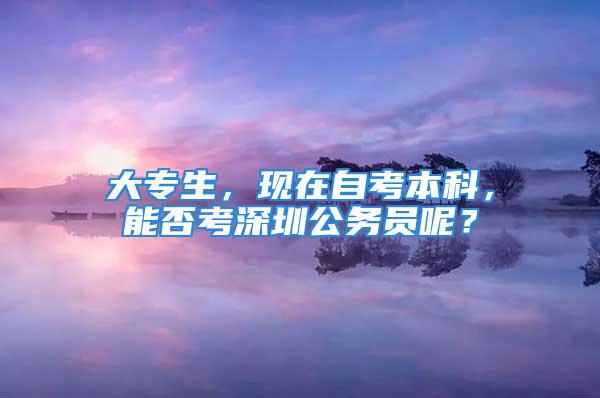 大專生，現(xiàn)在自考本科，能否考深圳公務(wù)員呢？