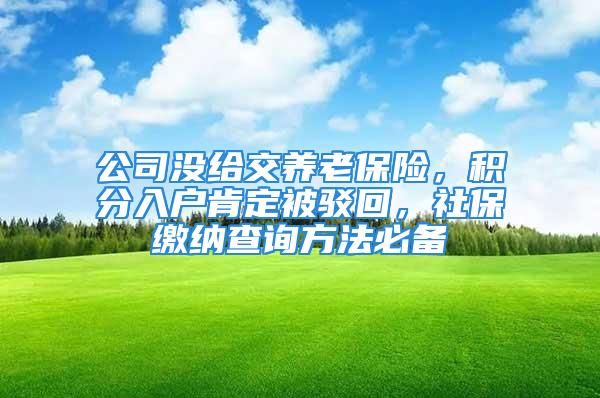 公司沒給交養(yǎng)老保險，積分入戶肯定被駁回，社保繳納查詢方法必備