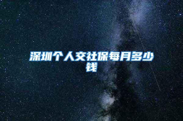 深圳個人交社保每月多少錢