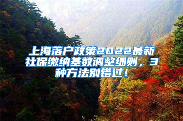 上海落戶政策2022最新社保繳納基數(shù)調(diào)整細(xì)則，3種方法別錯(cuò)過！