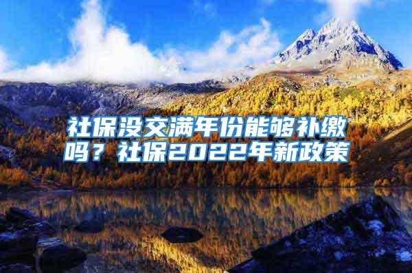 社保沒交滿年份能夠補繳嗎？社保2022年新政策