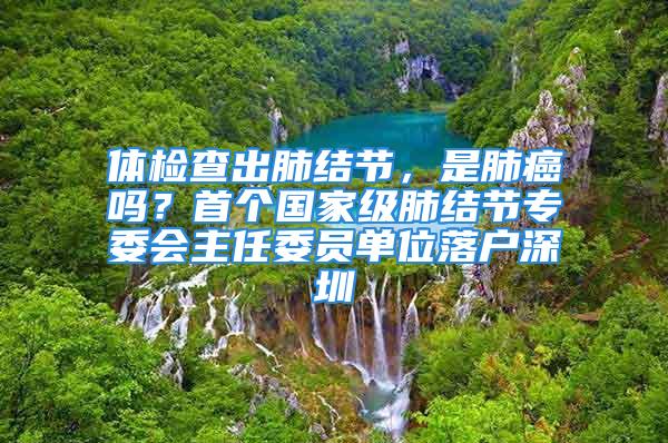 體檢查出肺結(jié)節(jié)，是肺癌嗎？首個(gè)國(guó)家級(jí)肺結(jié)節(jié)專委會(huì)主任委員單位落戶深圳