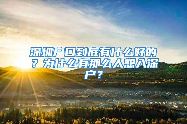 深圳戶(hù)口到底有什么好的？為什么有那么人想入深戶(hù)？