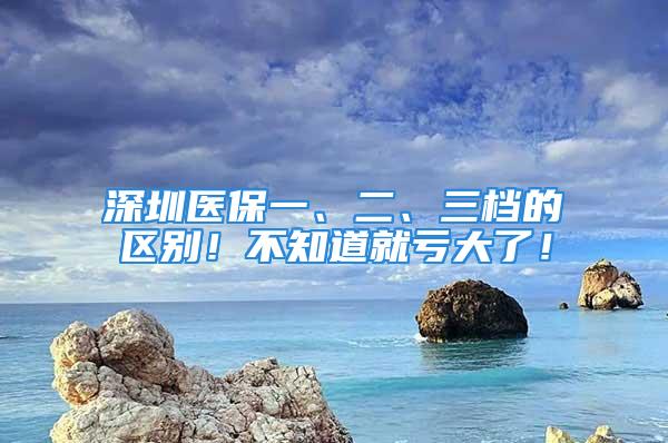 深圳醫(yī)保一、二、三檔的區(qū)別！不知道就虧大了！