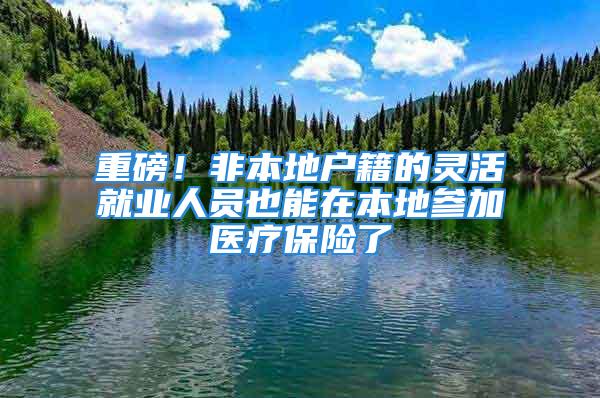 重磅！非本地戶籍的靈活就業(yè)人員也能在本地參加醫(yī)療保險(xiǎn)了