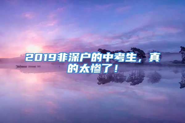 2019非深戶的中考生，真的太慘了！