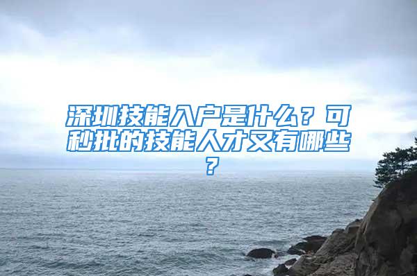 深圳技能入戶是什么？可秒批的技能人才又有哪些？