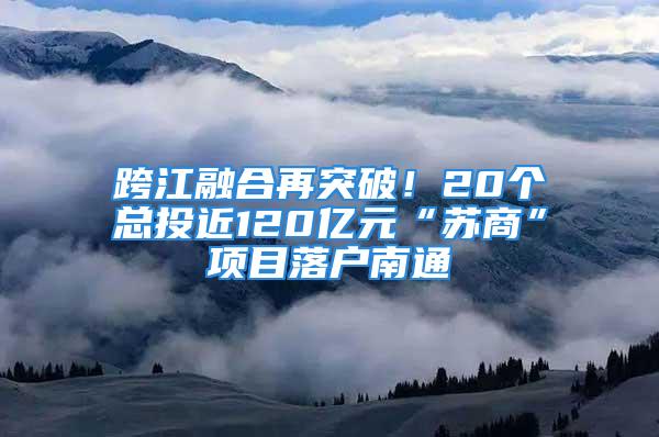 跨江融合再突破！20個總投近120億元“蘇商”項目落戶南通