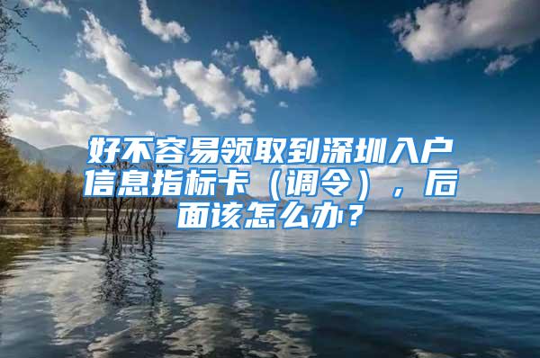 好不容易領(lǐng)取到深圳入戶信息指標(biāo)卡（調(diào)令），后面該怎么辦？