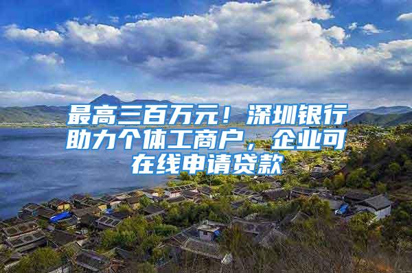 最高三百萬元！深圳銀行助力個體工商戶，企業(yè)可在線申請貸款