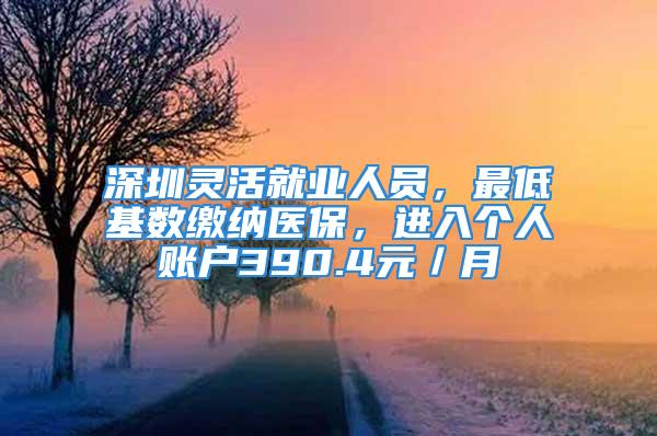 深圳靈活就業(yè)人員，最低基數(shù)繳納醫(yī)保，進(jìn)入個(gè)人賬戶390.4元／月