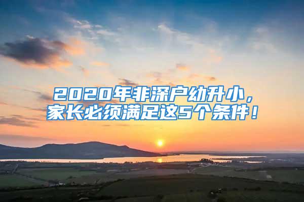 2020年非深戶幼升小，家長必須滿足這5個條件！