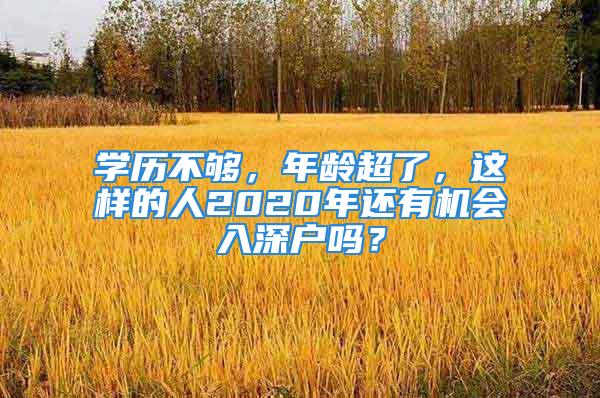 學歷不夠，年齡超了，這樣的人2020年還有機會入深戶嗎？