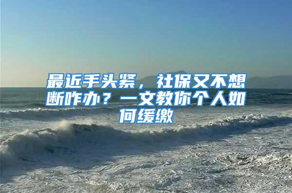 最近手頭緊，社保又不想斷咋辦？一文教你個(gè)人如何緩繳