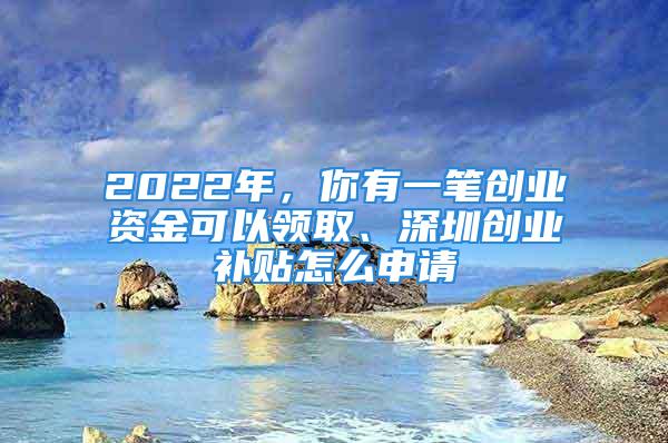 2022年，你有一筆創(chuàng)業(yè)資金可以領(lǐng)取、深圳創(chuàng)業(yè)補貼怎么申請