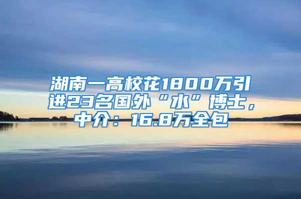 湖南一高?；?800萬引進(jìn)23名國(guó)外“水”博士，中介：16.8萬全包