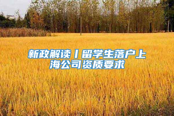 新政解讀丨留學生落戶上海公司資質要求