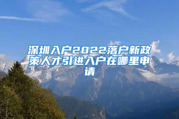 深圳入戶2022落戶新政策人才引進入戶在哪里申請