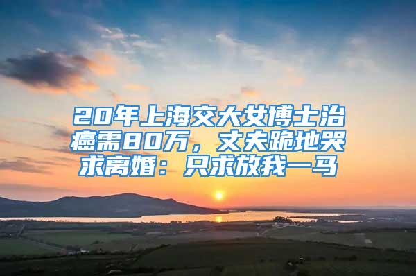 20年上海交大女博士治癌需80萬，丈夫跪地哭求離婚：只求放我一馬