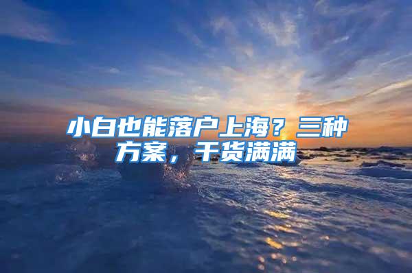 小白也能落戶(hù)上海？三種方案，干貨滿(mǎn)滿(mǎn)