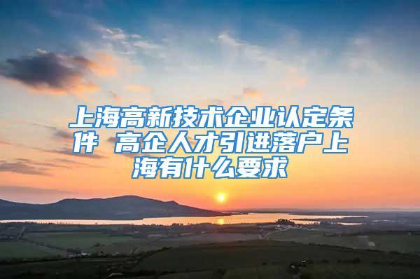 上海高新技術(shù)企業(yè)認定條件 高企人才引進落戶上海有什么要求