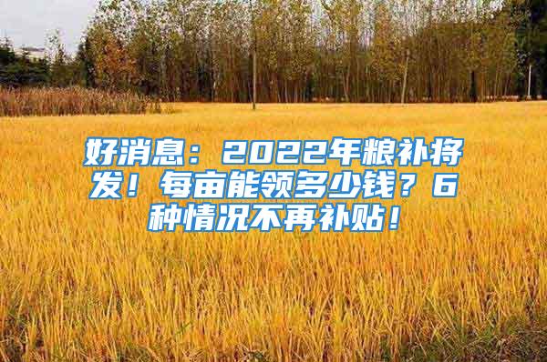 好消息：2022年糧補(bǔ)將發(fā)！每畝能領(lǐng)多少錢(qián)？6種情況不再補(bǔ)貼！