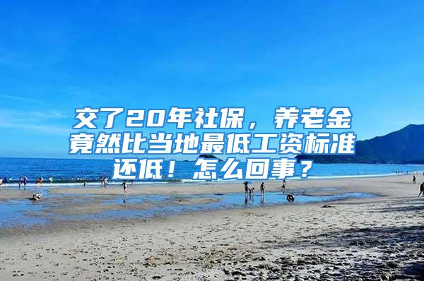 交了20年社保，養(yǎng)老金竟然比當(dāng)?shù)刈畹凸べY標(biāo)準(zhǔn)還低！怎么回事？