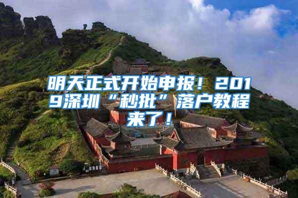 明天正式開始申報！2019深圳“秒批”落戶教程來了！